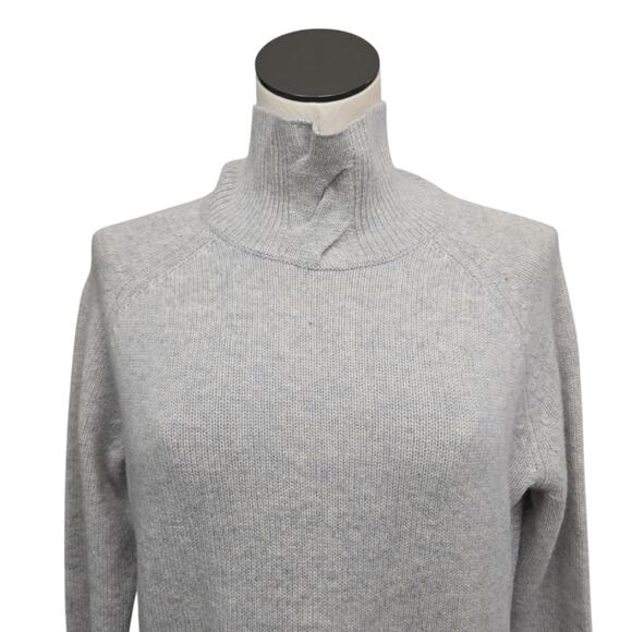 Garnet Hill‎ Cabled 100% Cashmere Turtleneck Sweater Gray Size Medium Mock Neck - Picture 7 of 10